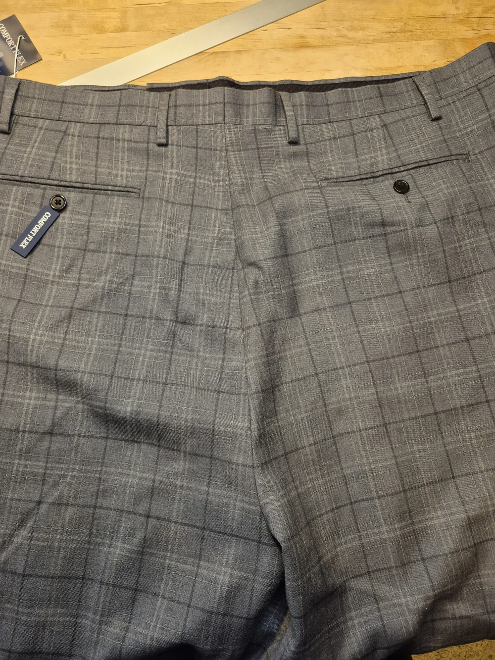Ralph Lauren Gray Plaid Men's Dress Pants 48 Long (Unhemmed) 3806